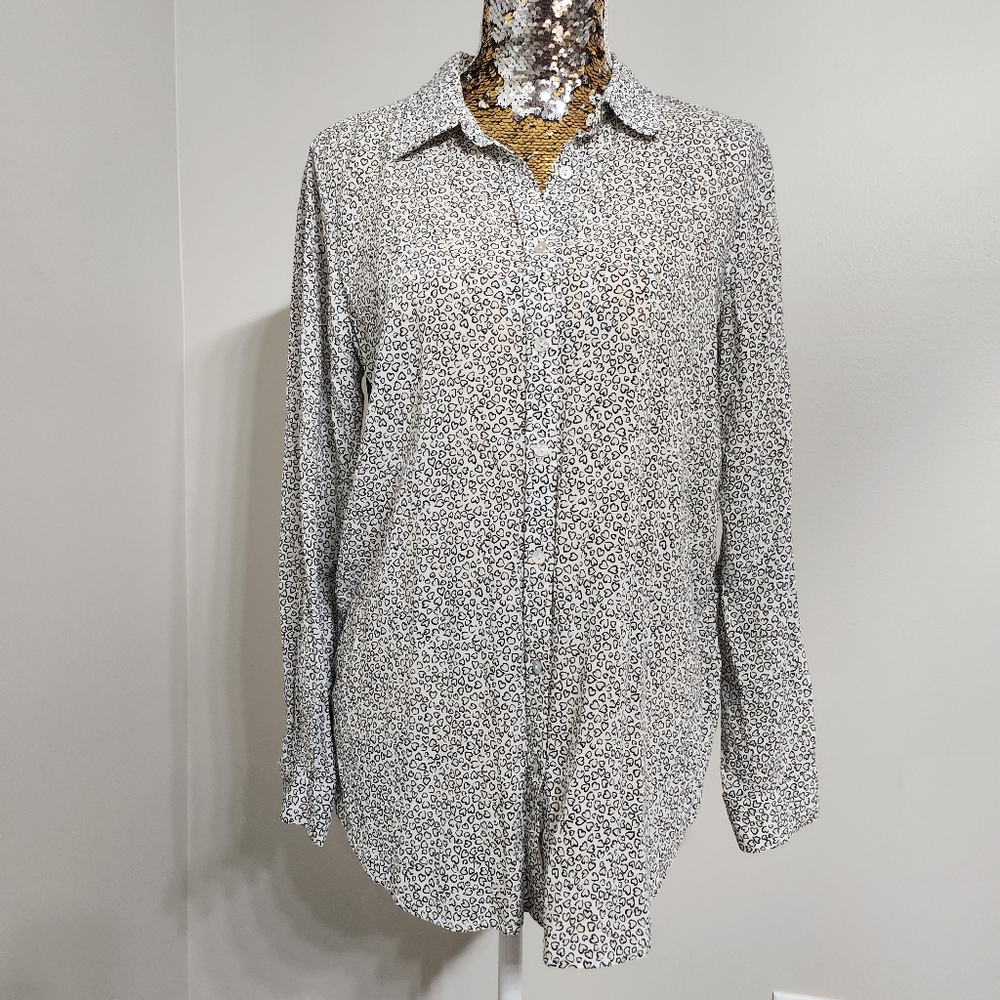 Jane & Delancey Cheetah Heart Button Down